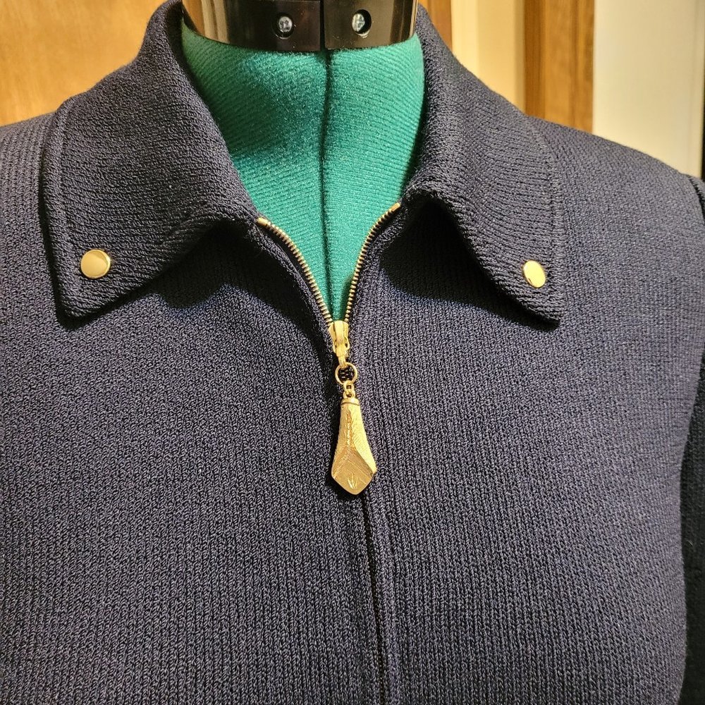 St. John Collection by Marie Gray, Navy Zip Front Jacket Size 8